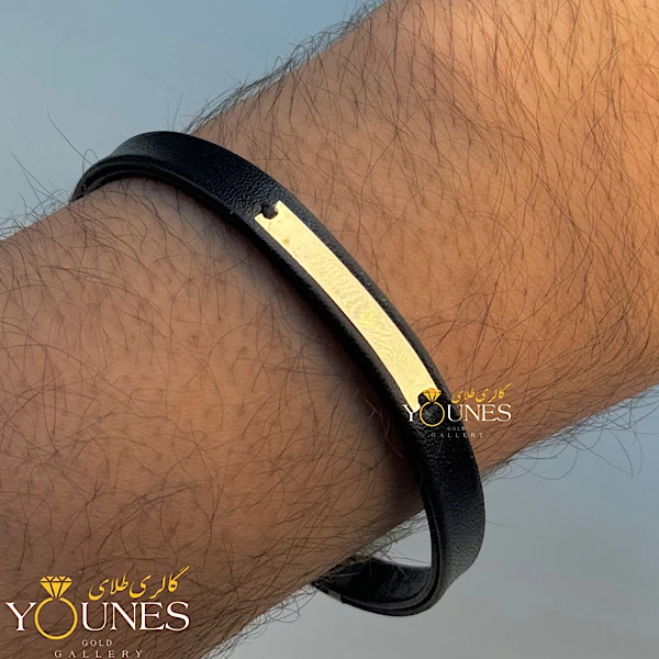 دستبند طلا چرم مردانه L108